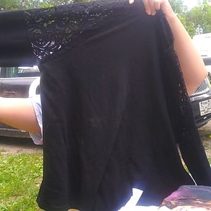 Lacy shoulder black long sleeve